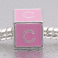Pink letter C - fits European bead bracelets - Click Image to Close
